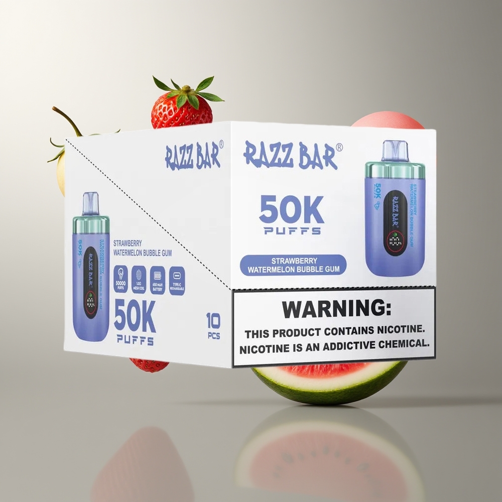 Razz Bar 50K Puffs Grossister Sverige – 50000 Puffs 10 Ohm Mesh Coil Typ-C Omladdningsbar
