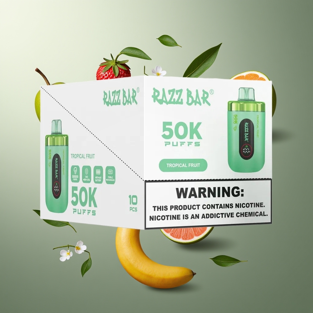 Razz Bar 50K Puffs Grossister Sverige – 50000 Puffs 10 Ohm Mesh Coil Type-C Laddbar 2 Nikotin