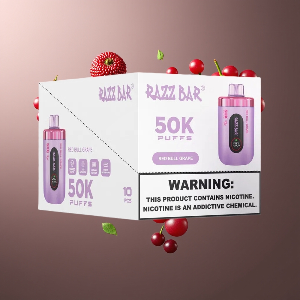 Razz Bar 50K Puffs vape för engångsbruk 10 Ohm Mesh Coil 650 Mah Battery Type-C Rechargeable 2 Nikotin grossister Sverige