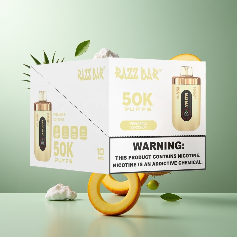 Razz Bar 50K Puffs vape för engångsbruk 10 Ohm Mesh Coil 650mAh Type-C Grossister Sverige