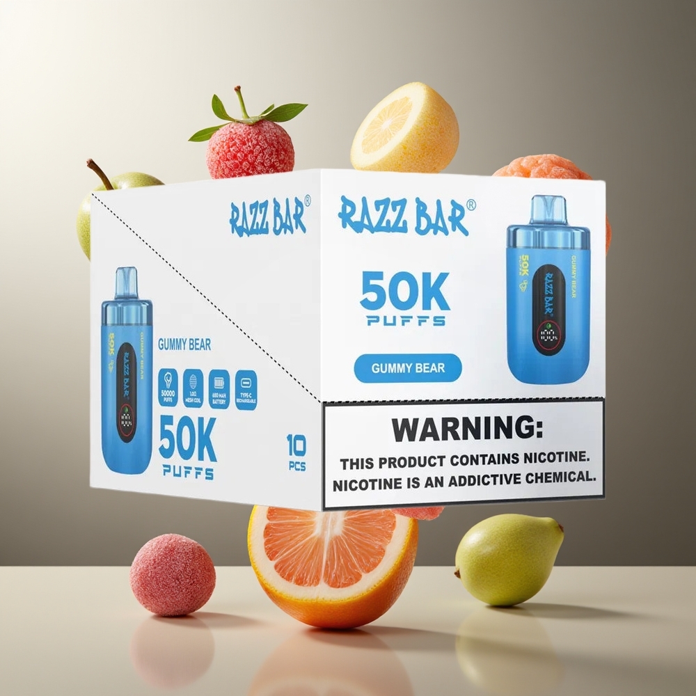 Razz Bar 50K Puffs vape för engångsbruk 50000 puffar 10 Ohm Mesh Coil Type-C grossister Sverige