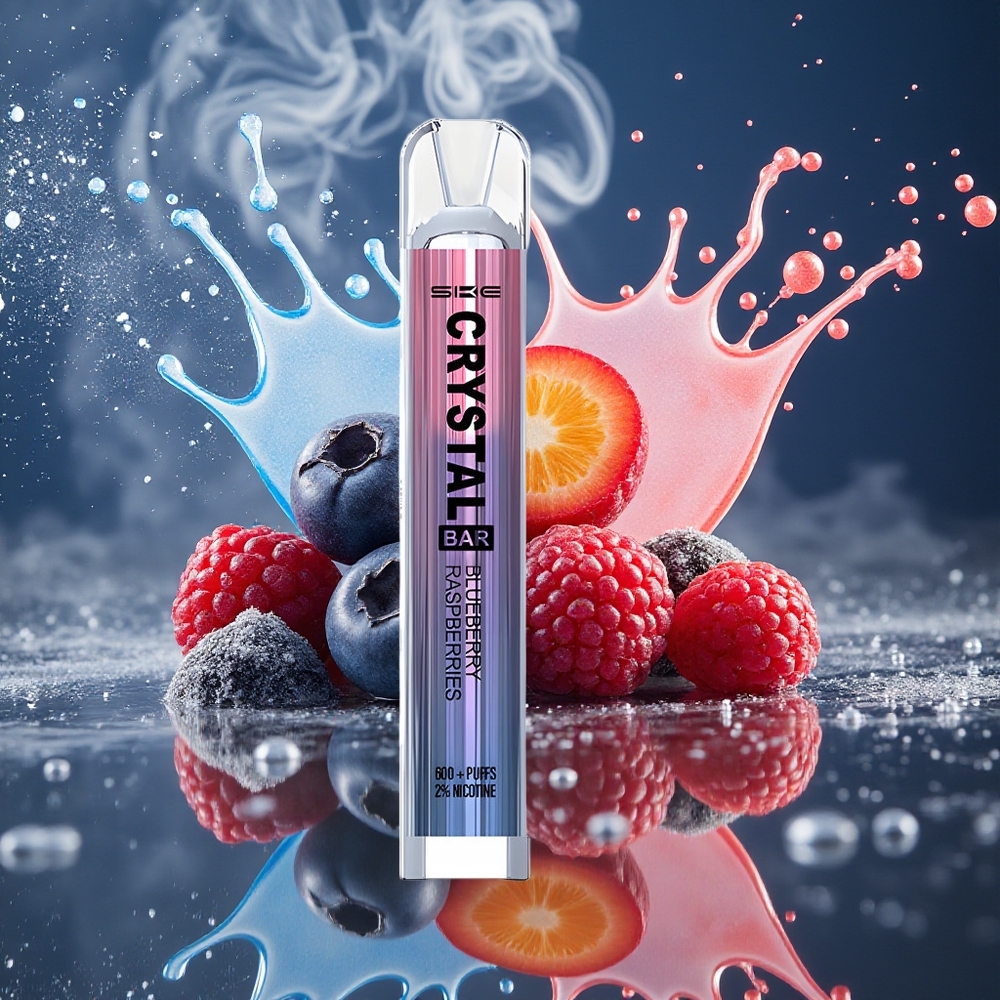 SKE Crystal BAR 600 Grossister Sverige – 0 eller 2 Nikotin 500mAh 600 Puffs Rostfritt Stål+PCTG