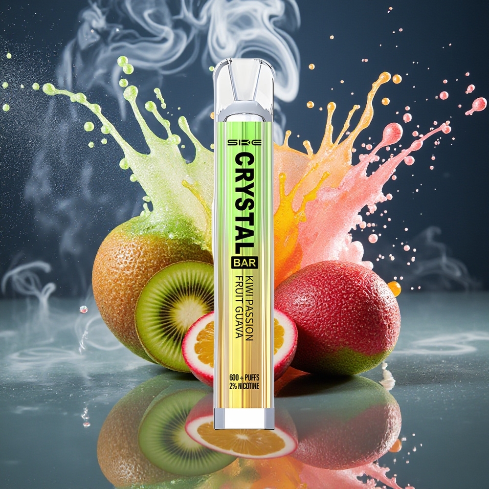 SKE Crystal BAR 600 Grossister Sverige – 0/2 Nikotin 500mAh 600 Puffar Mesh Coil Kiwi Passionsfrukt Guava