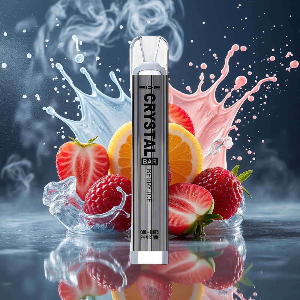 SKE Crystal BAR 600 Grossister Sverige – 2 Nikotin 500mAh 600 Puffar Mesh Coil Bärglass