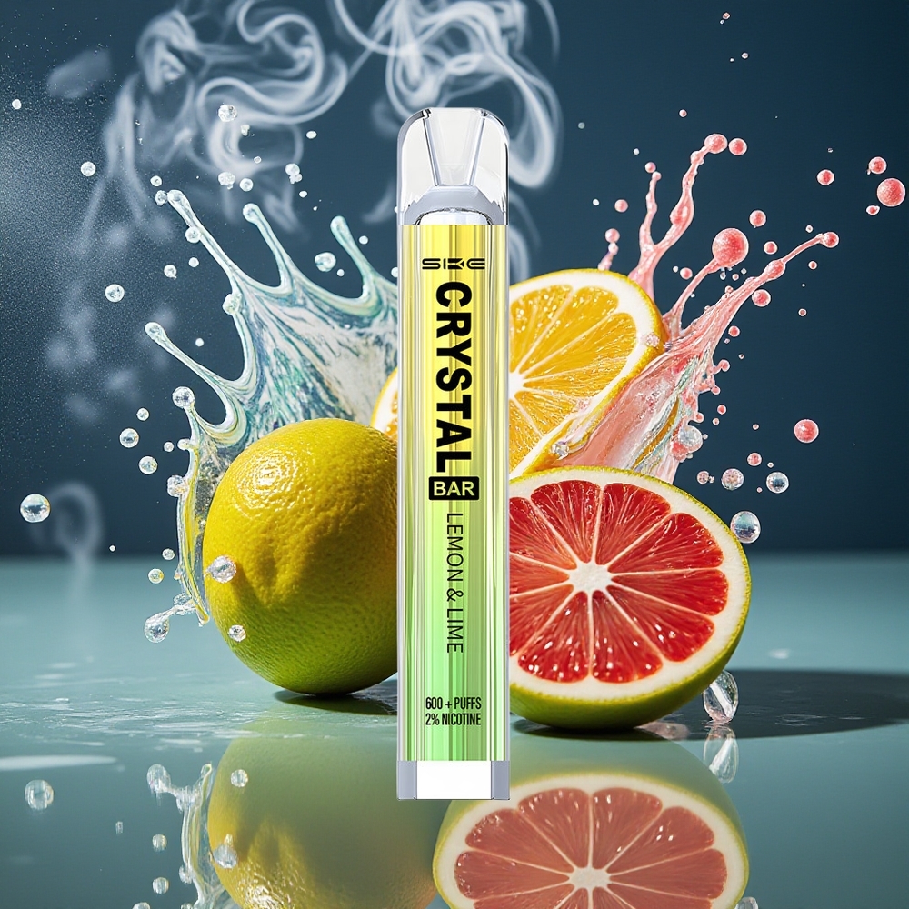 SKE Crystal BAR 600 Grossister Sverige – 2 Nikotin 500mAh 600 Puffar Mesh Coil Citron och lime