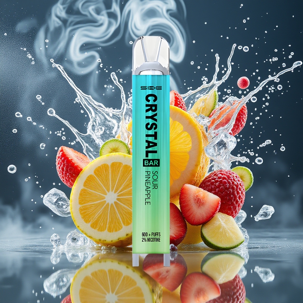 SKE Crystal BAR 600 Grossister Sverige – 2 Nikotin 600 Puffs 500mAh Batteri 20ml E-vätska Mesh Coil