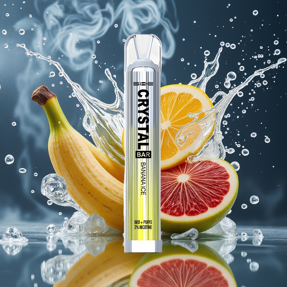 SKE Crystal BAR 600 Grossister Sverige – 600 Puffs 500mAh 20ml Rostfritt Stål+PCTG Bananglass