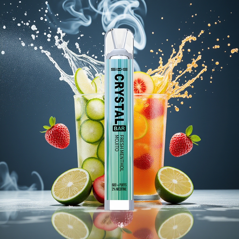 SKE Crystal BAR 600 Grossister Sverige – 600 Puffs 500mAh 20ml Rostfritt Stål+PCTG Färsk mentolmojito
