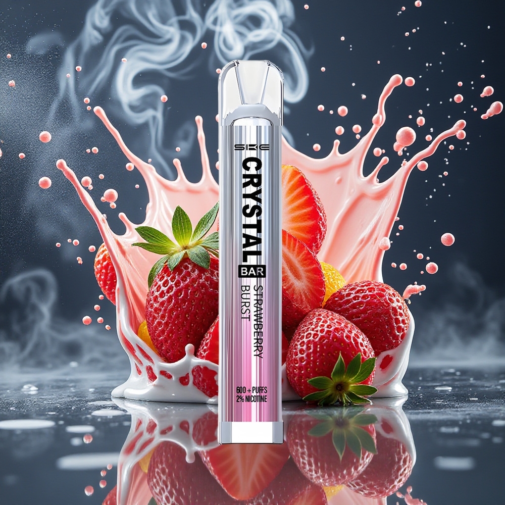 SKE Crystal BAR 600 Grossister Sverige – 600 Puffs 500mAh 20ml Rostfritt Stål+PCTG Mesh Coil Jordgubbsexplosion