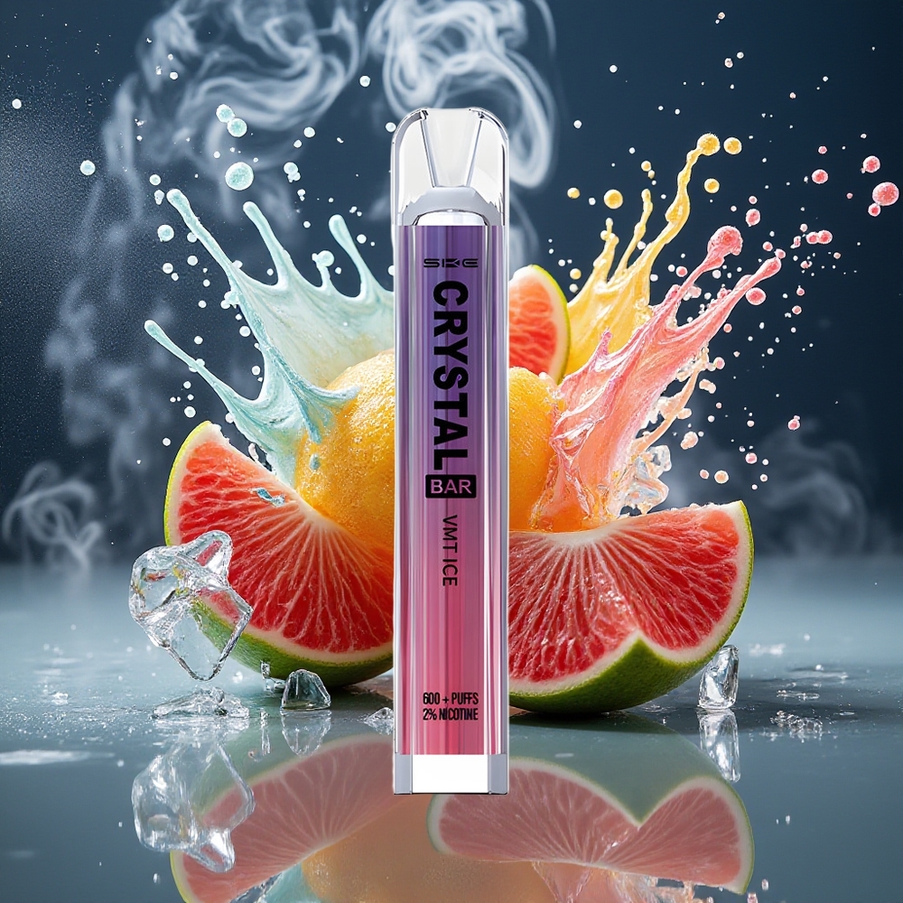 SKE Crystal BAR 600 Grossister Sverige – 600 Puffs 500mAh 20ml Rostfritt Stål+PCTG Vmt-is