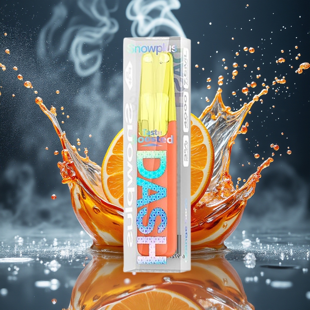 Snowplus Dash 4000 Puffs Grossister Sverige – Ceramic Atomizer 530 mAh 75 ml 3/5 Nikotin Apelsinläsk