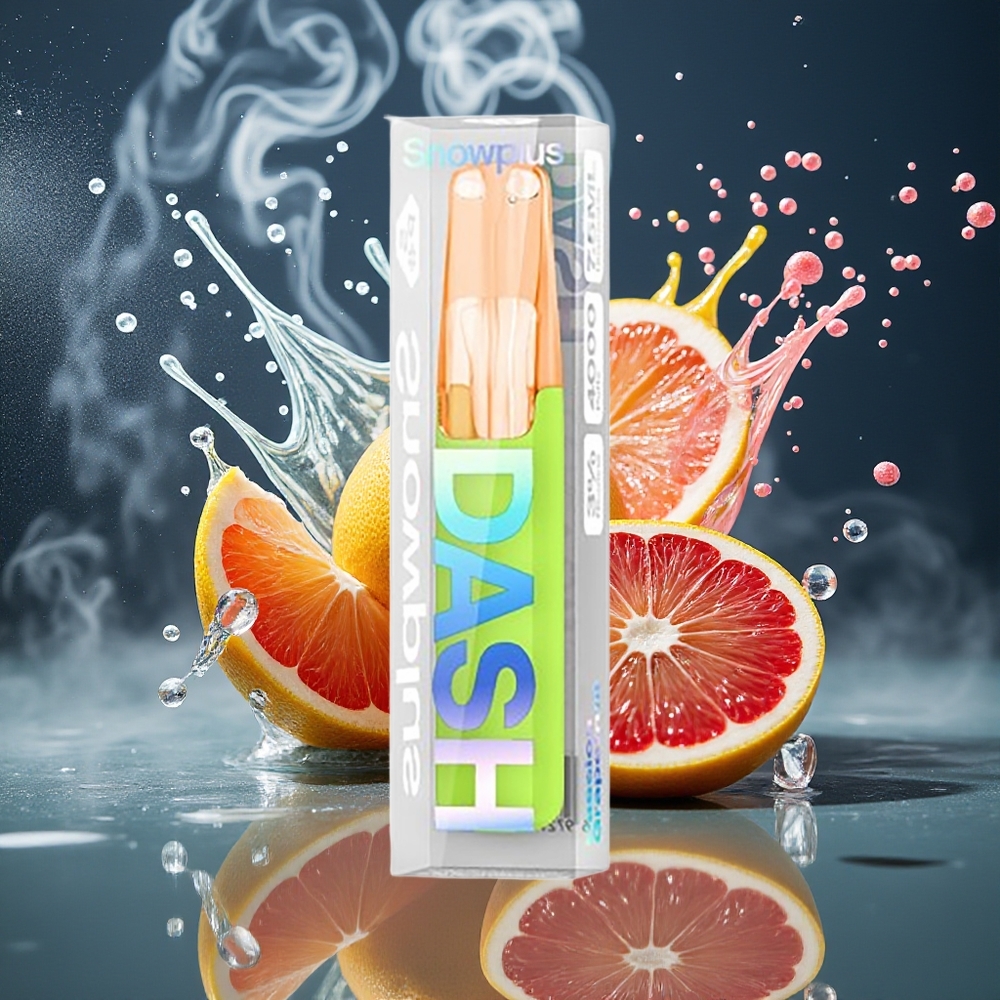 Snowplus Dash 4000 Puffs Grossister Sverige – Keramisk Atomizer 530 mAh 75 ml E-vätska Passionsgrapefrukt