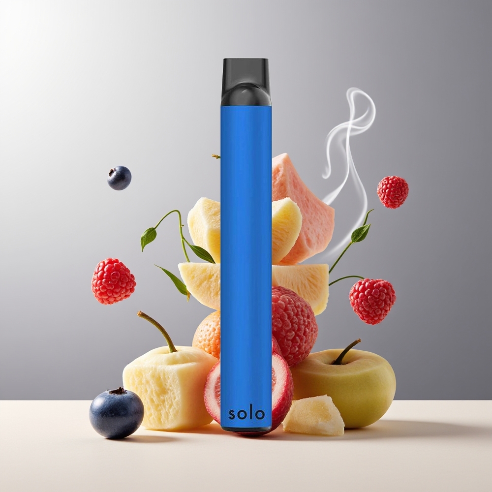 Solo 1000 Puffs Engangs Vape Grossister Sverige – Mesh Coil 35ml E-liquid 550mAh Blåbær Hindbær
