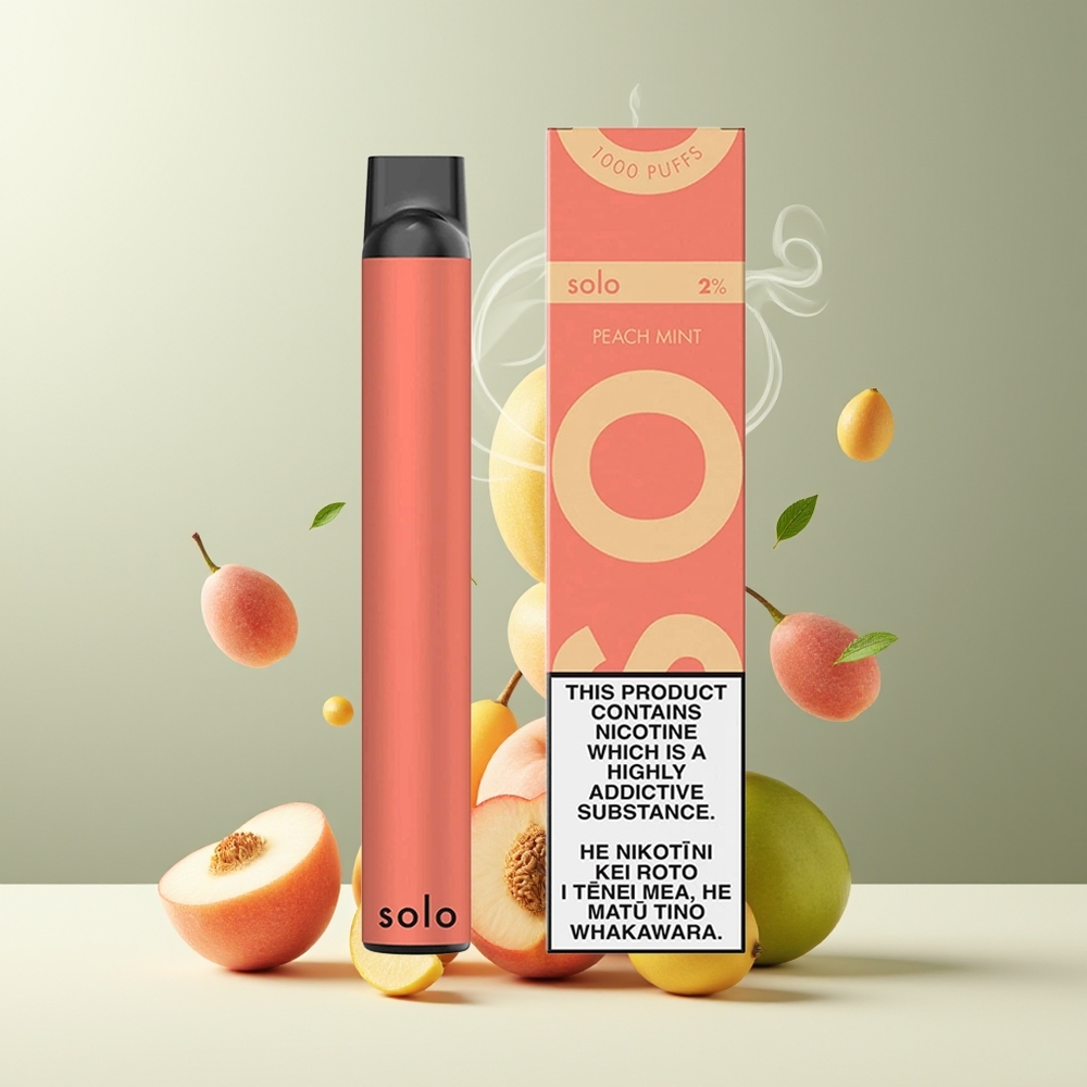 Solo 1000 Puffs Engangs Vape Mesh Coil 35ml 550mAh grossister Sverige Ferskenmynte