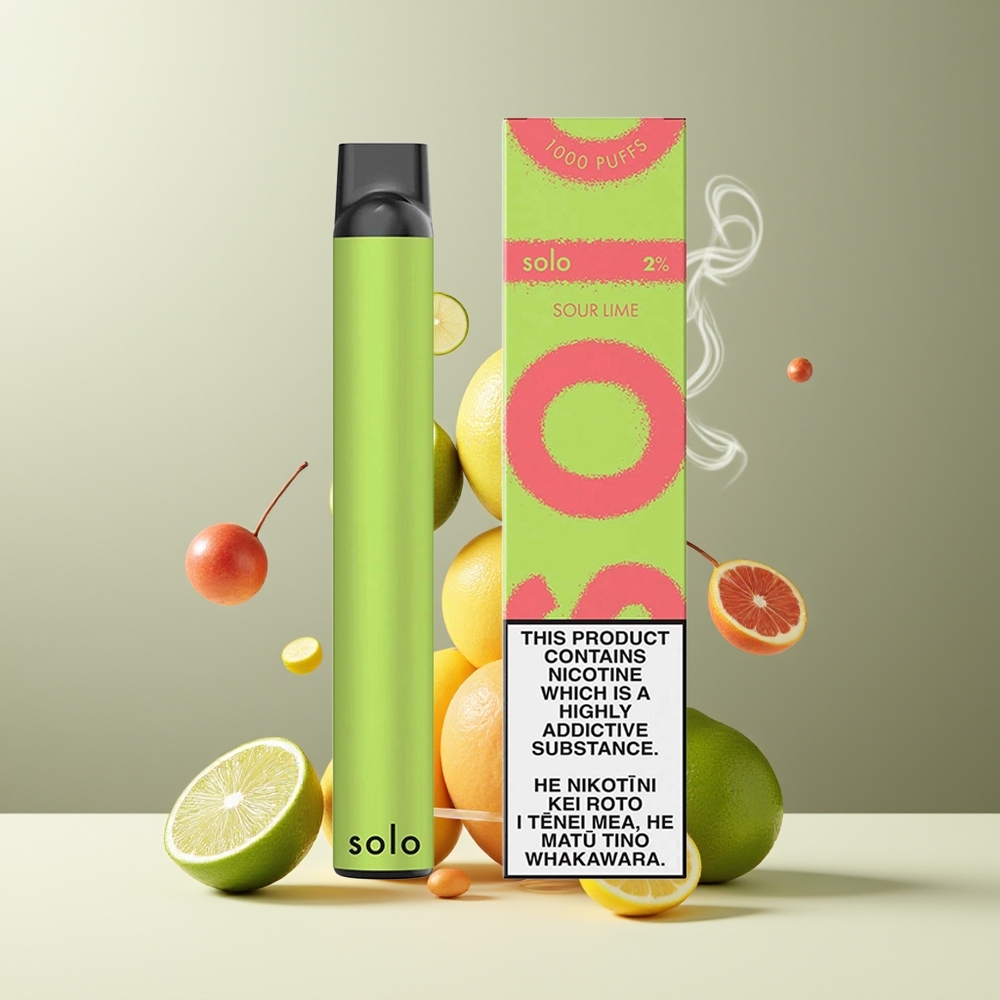 Solo 1000 Puffs Engangs Vape Mesh Coil 35ml 550mAh grossister Sverige Sur Lime
