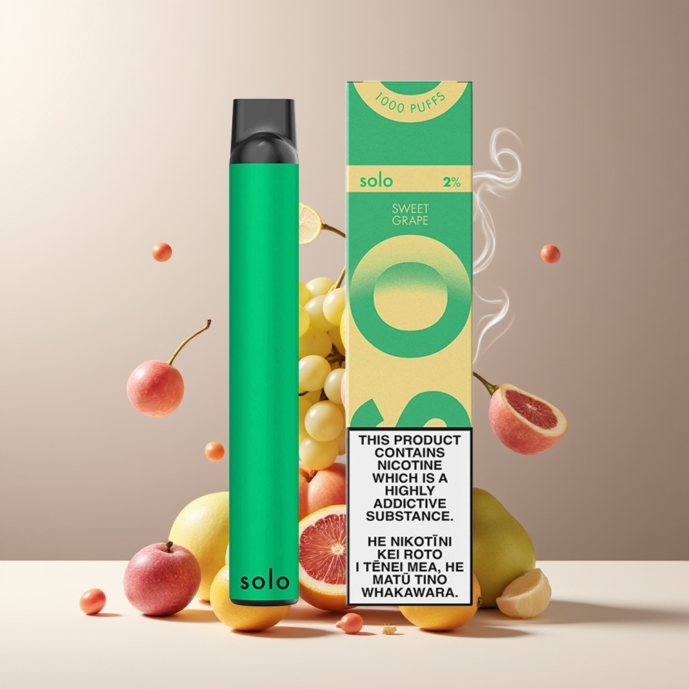 Solo 1000 Puffs Engangs Vape Mesh Coil 35ml 550mAh grossister Sverige Sød drue