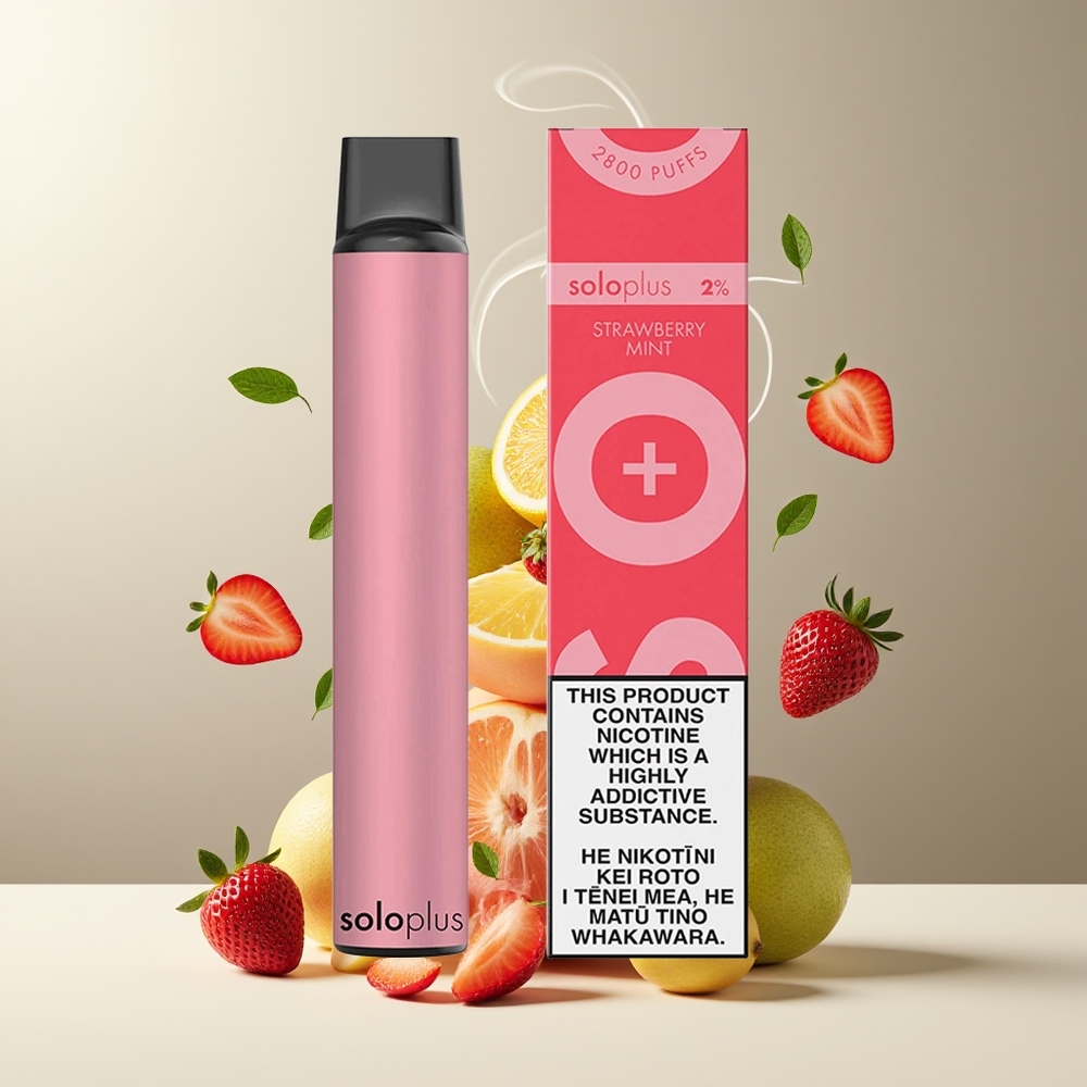Solo Plus 2800 Puffs Engangs Vape 65ml 950mAh Mesh Coil grossister Sverige Jordbærmynte