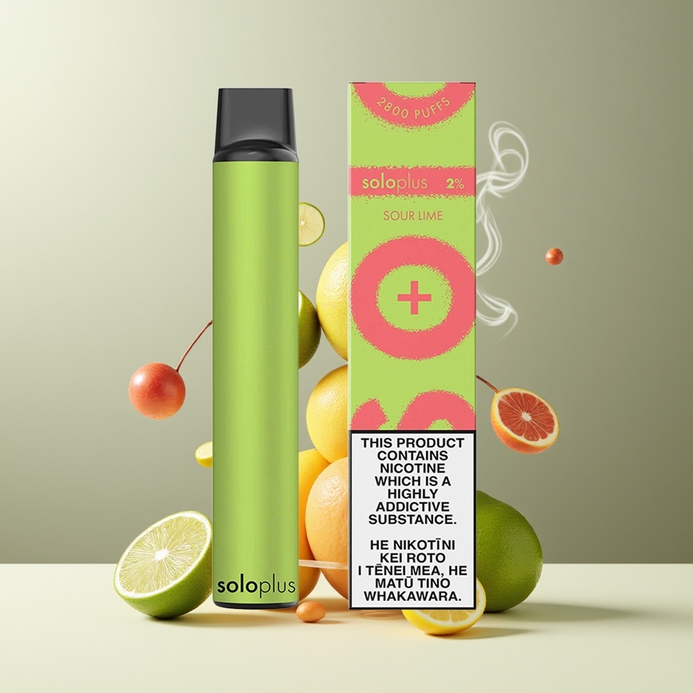Solo Plus 2800 Puffs Engangs Vape 65ml 950mAh Mesh Coil grossister Sverige Sur lime