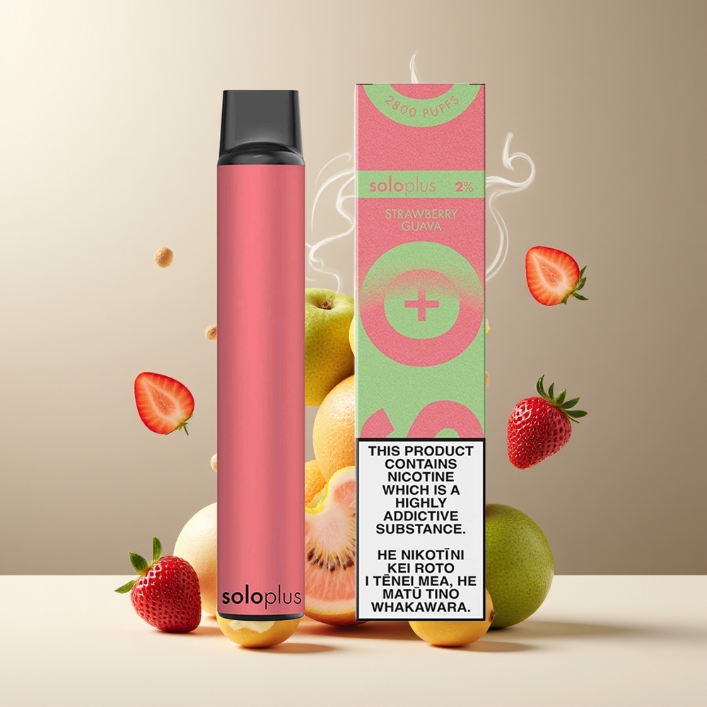 Solo Plus 2800 Puffs Engangs Vape Mesh Coil 65ml 950mAh grossister Sverige Jordbær guava