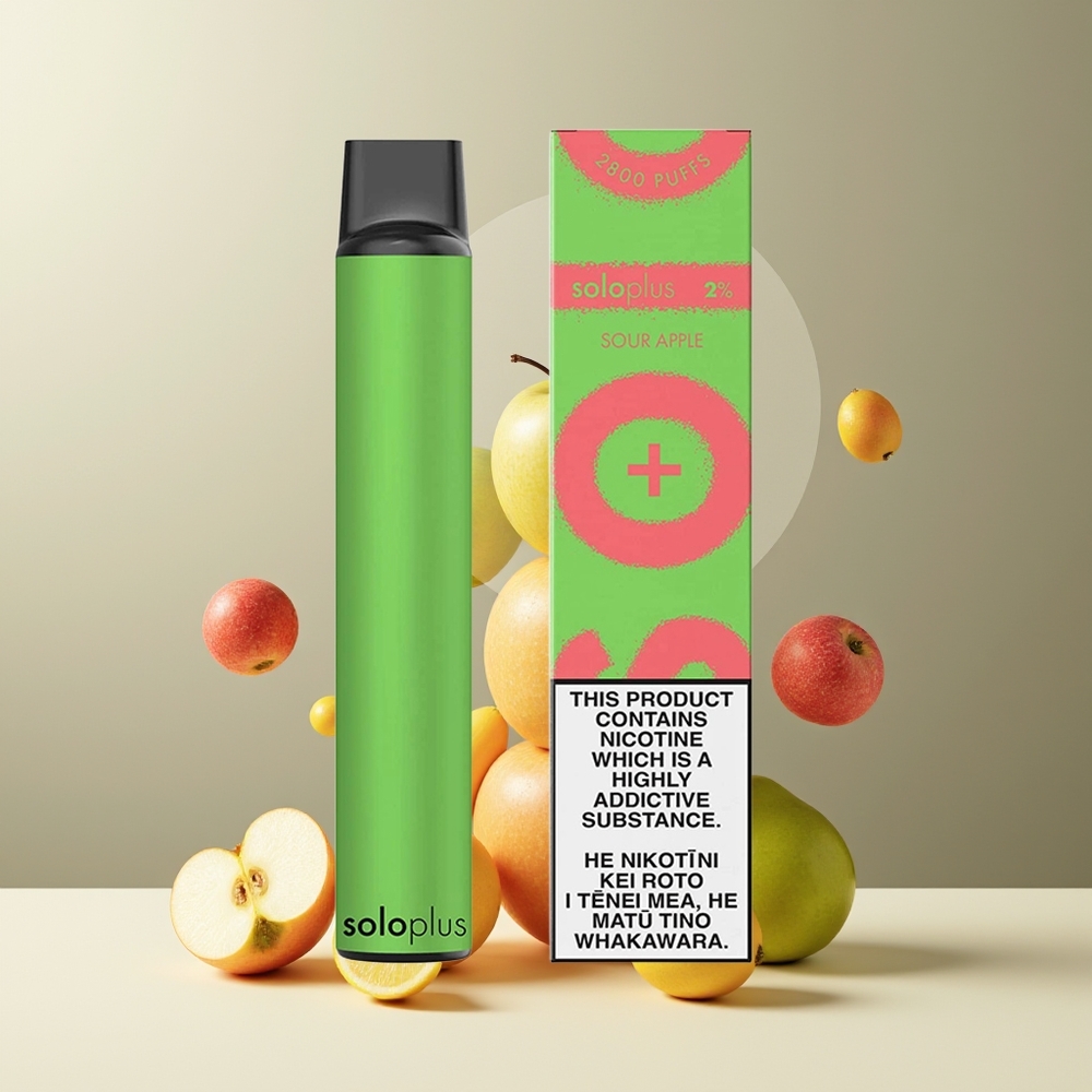 Solo Plus 2800 Puffs Engangs Vape Mesh Coil 65ml 950mAh grossister Sverige Surt æble