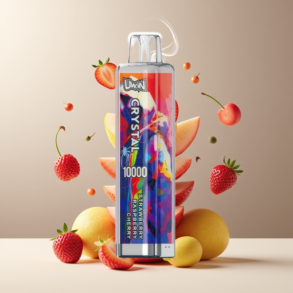 UWIN Crystal 10000 Puffs 18ml 650mAh Type-C RGB grossister Sverige Jordbær Hindbær Kirsebær