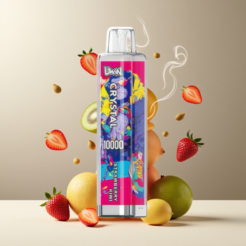 UWIN Crystal 10000 Puffs 18ml 650mAh Type-C RGB grossister Sverige Jordbær Kiwi