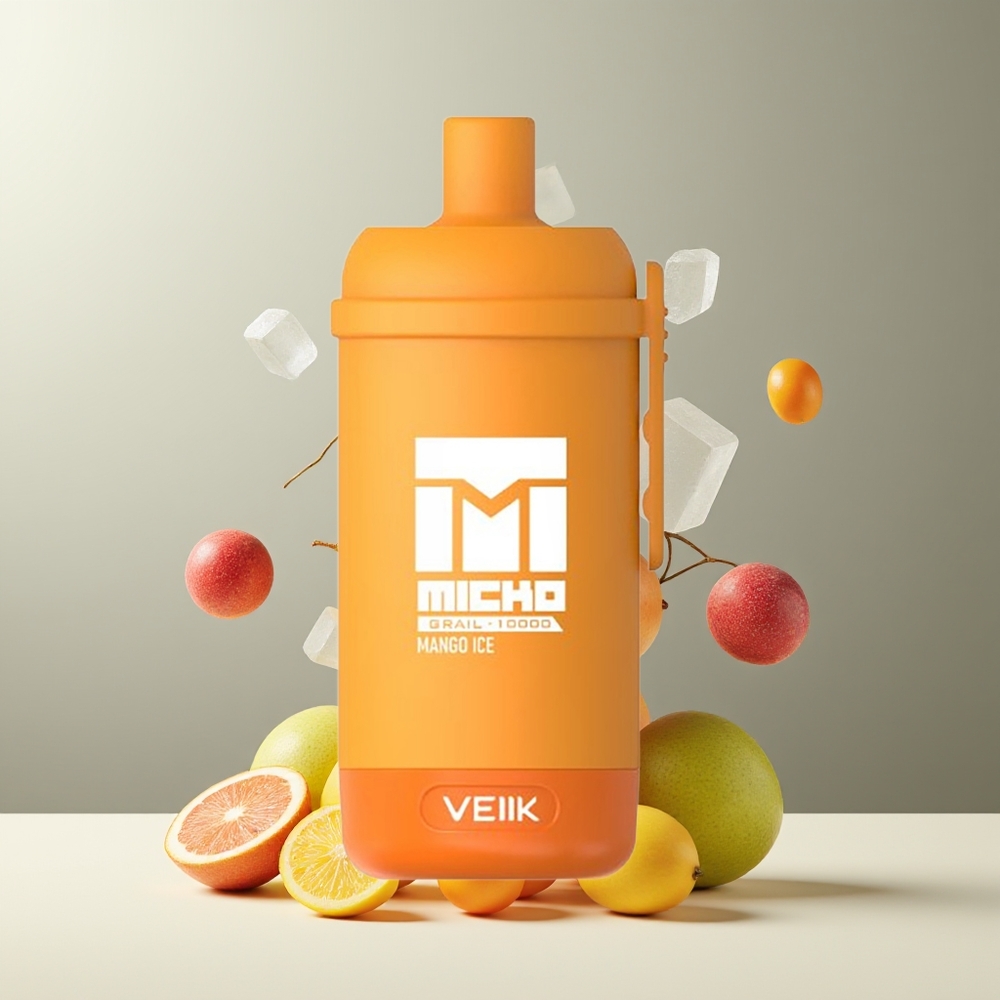 VEIIK MICKO GRAIL 10000 Puffs Engangs Vape 10ohm Mesh Coil 600mAh grossister Sverige Mango-is
