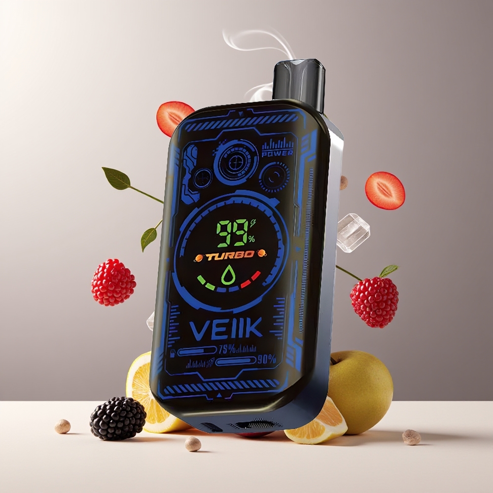 VEIIK SPACE MIST 25000 Puffs Engangs Vape med 335 TFT SUPER SCREEN DISPLAY DUAL MESH COIL och 20ML E-LIQUID grossister Sverige Brombæris