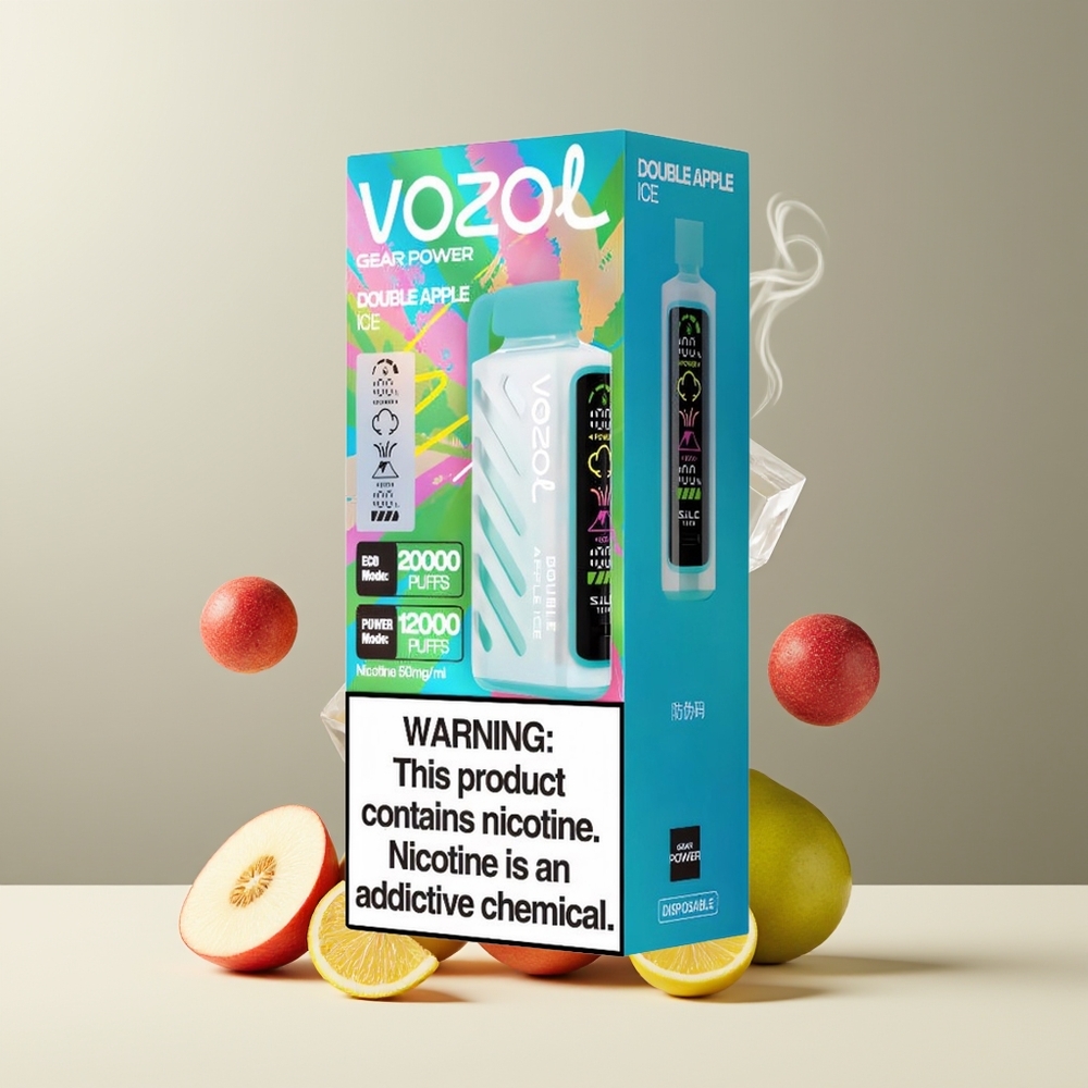 VOZOL Gear Power 20000 Puffs grossister Sverige med SiLC Tech 20mL förfylld e-vätska 5(50mg) nikotinstyrka Dual Mesh Coil  Full Screen Display