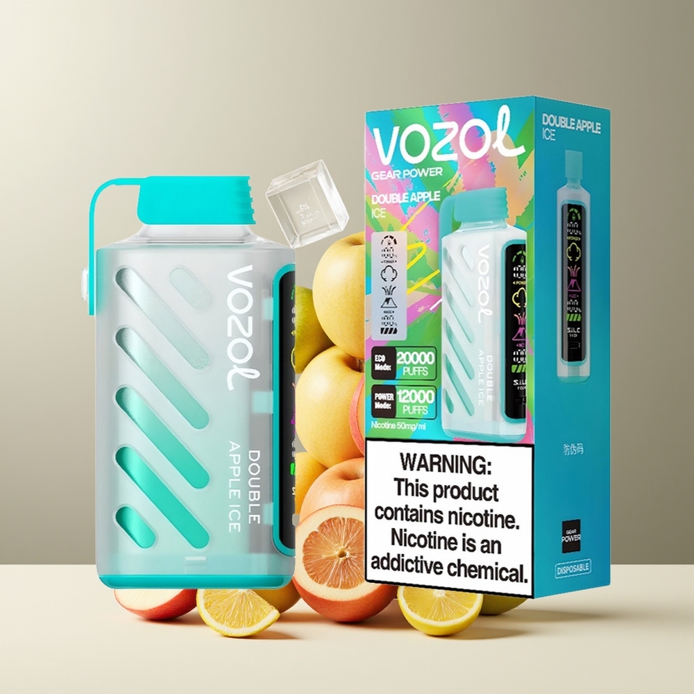 VOZOL Gear Power 20000 Puffs grossister Sverige med SiLC Tech 20mL förfylld e-vätska 5(50mg) nikotinstyrka Dual Mesh Coil  Full Screen Display