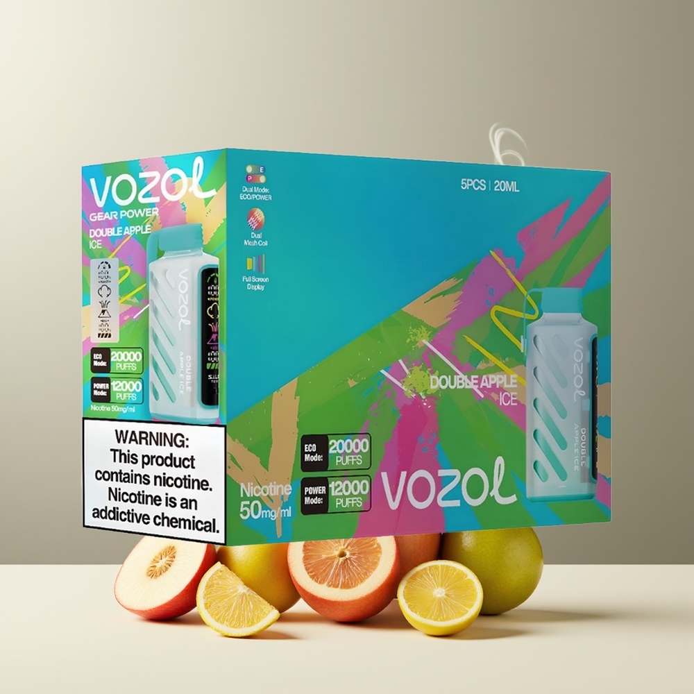 VOZOL Gear Power 20000 Puffs grossister Sverige med SiLC Tech 20mL förfylld e-vätska 5(50mg) nikotinstyrka Dual Mesh Coil  Full Screen Display