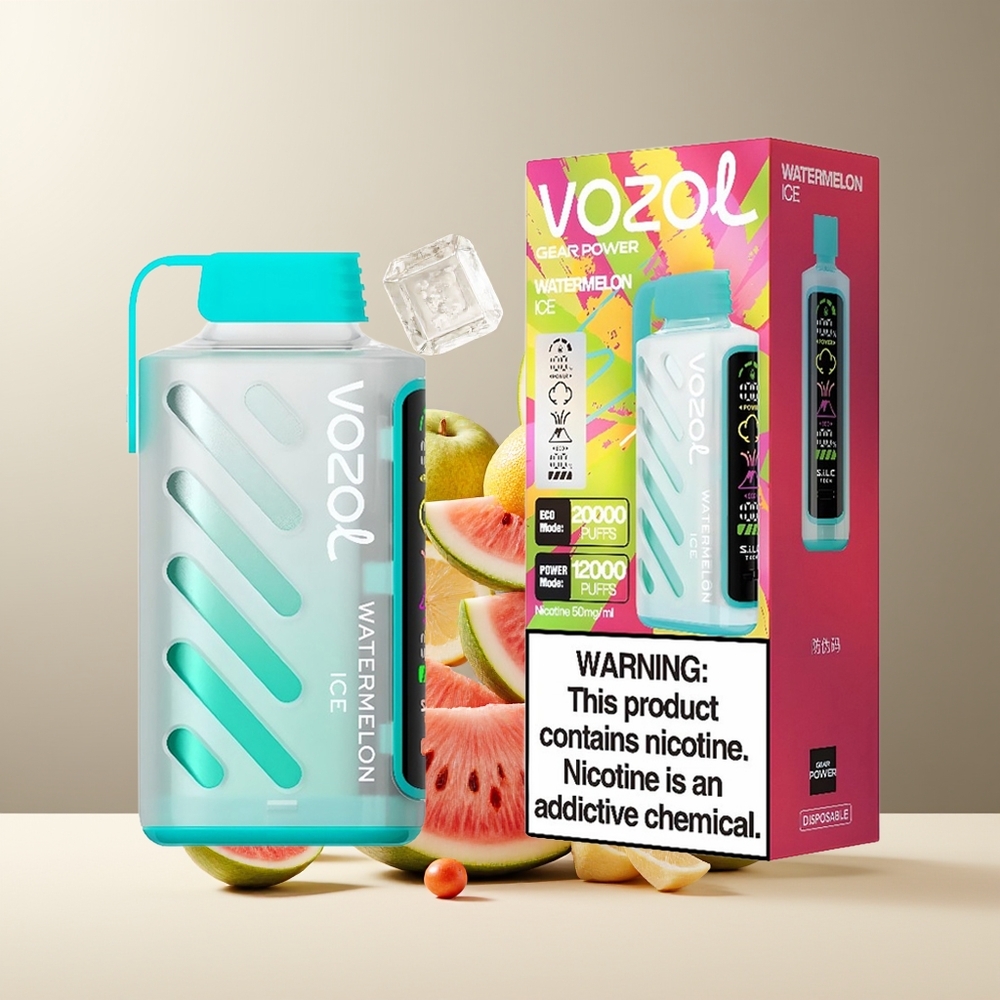 VOZOL Gear Power 20000 Puffs grossister Sverige med SiLC Tech Dual Mesh Coil och 20mL Förfylld E-Vätska Vandmelonis