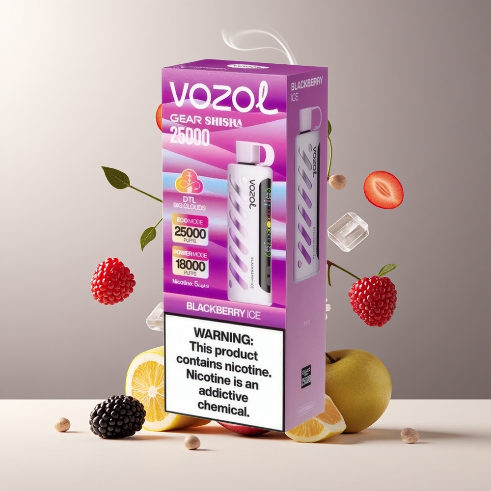 VOZOL Gear Shisha 25000 Puffs grossister Sverige med 30 Läckra smaker Dual Mesh Dual Modes  1000mAh batteri Brombæris