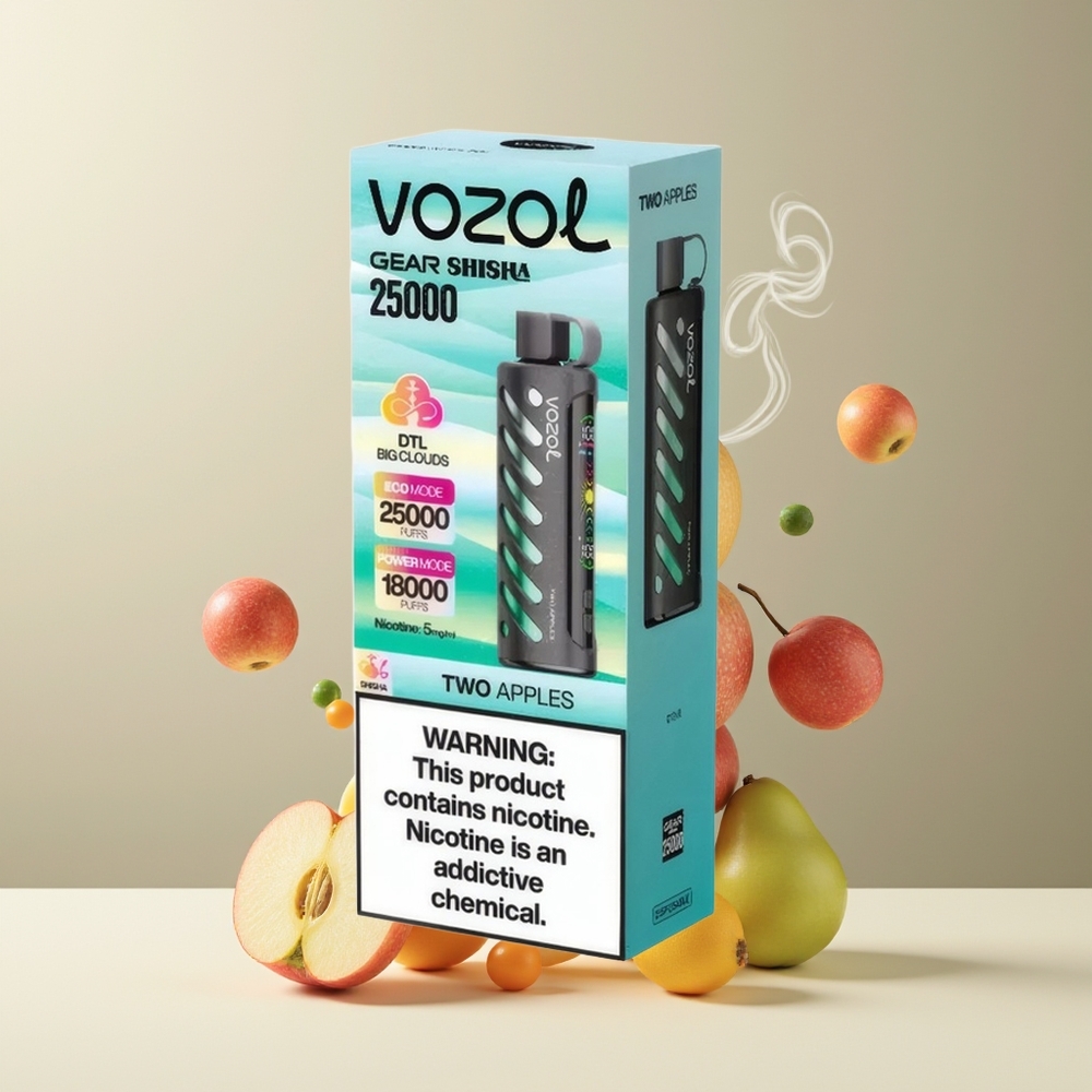 VOZOL Gear Shisha 25000 Puffs grossister Sverige med 30 Läckra smaker Dual Mesh Dual Modes  1000mAh batteri To Æbler
