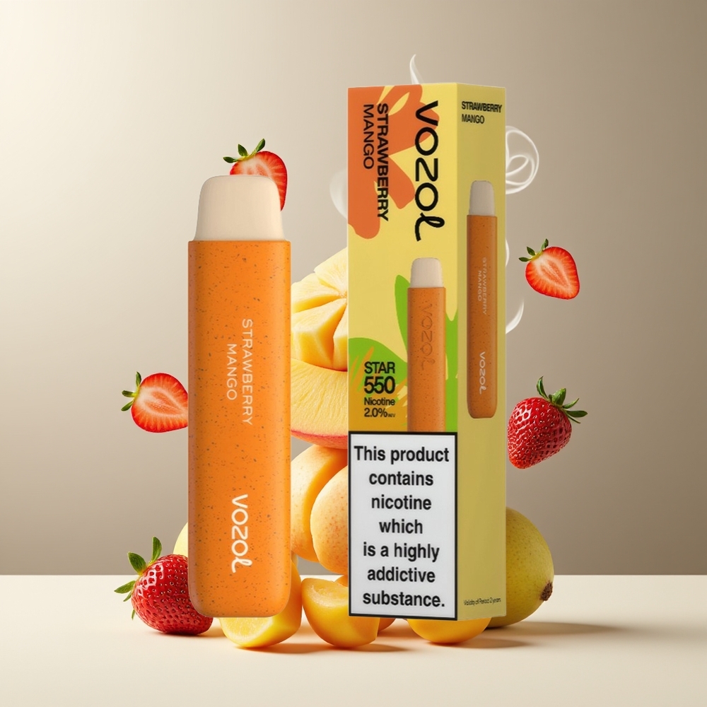 VOZOL STAR 550 Grossister Sverige – 30 Nedbrytbart Avtagbart Batteri 2ML  450mAh 20mg/ml Nikotin 550 Puffar