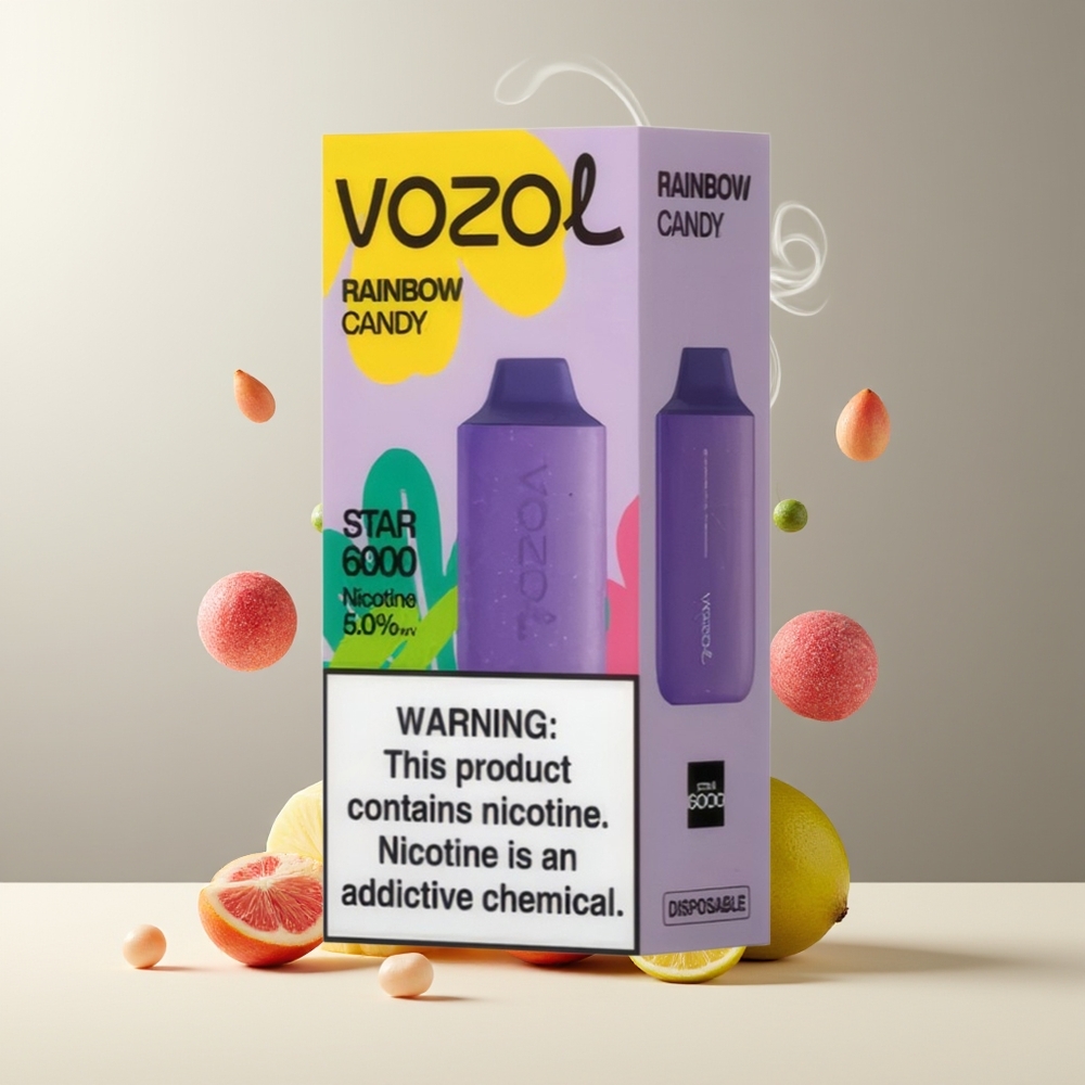 VOZOL STAR 6000 Engangs Vape - 65 PCR Material 14ML  6000 Puffs Type-C Laddning 50mg/ml Nikotin - grossister Sverige