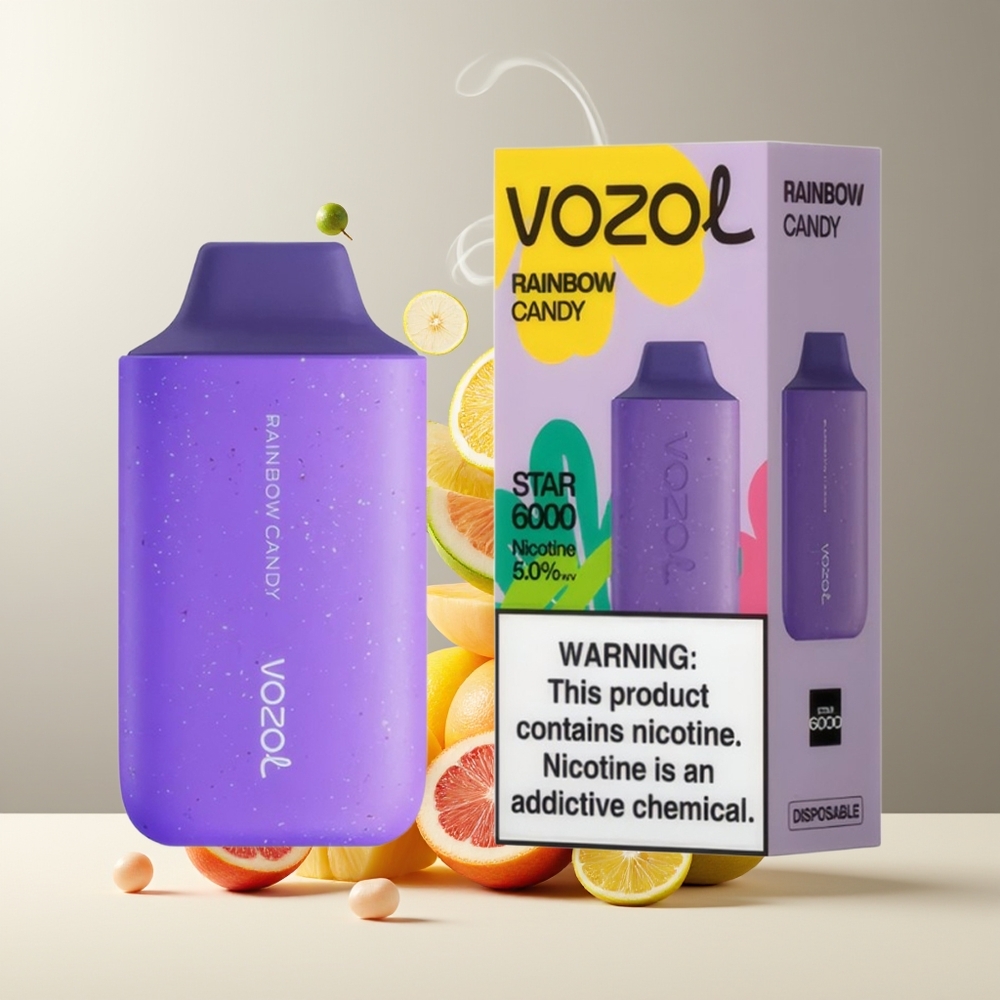 VOZOL STAR 6000 Engangs Vape - 65 PCR Material 14ML  6000 Puffs Type-C Laddning 50mg/ml Nikotin - grossister Sverige
