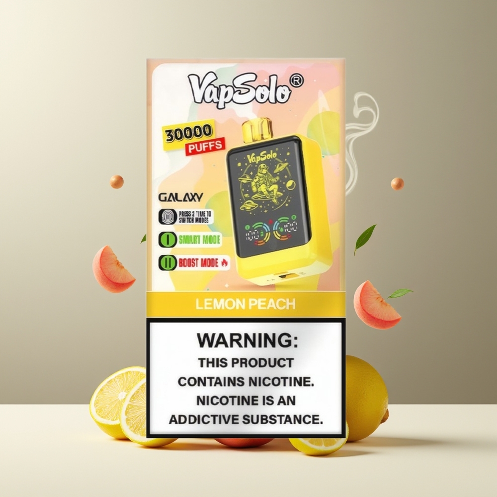 VapSolo GALAXY 30000 Puffs Engangs Vape 40ml 850mAh Type-C grossister Sverige Citron Fersken