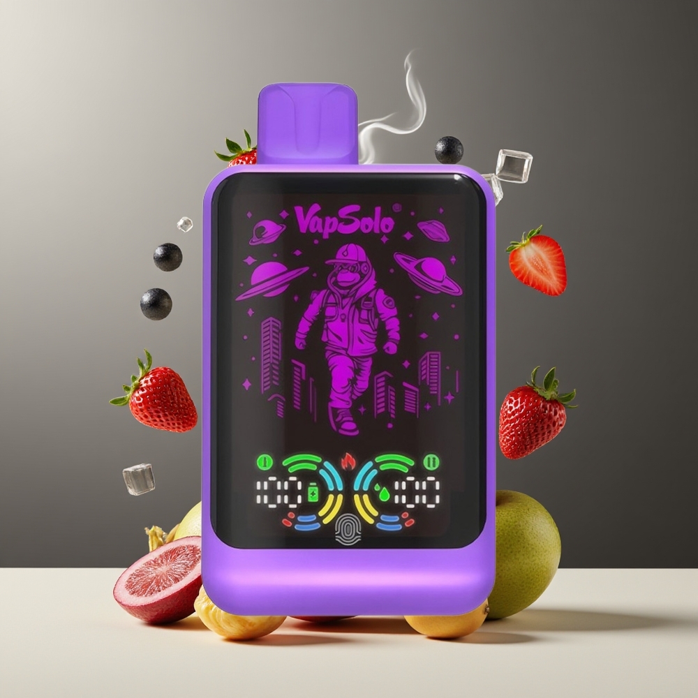 VapSolo GALAXY 30000 Puffs Engangs Vape 40ml 850mAh Type-C grossister Sverige Sort is Drangofruit Jordbær