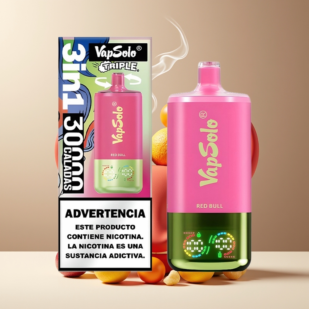 VapSolo Tripe 30000 Puffs Grossister Sverige – 40ml E-Liquid 20 mg/ml  50 mg/ml Nikotin 3 Tankar Typ-C-laddning