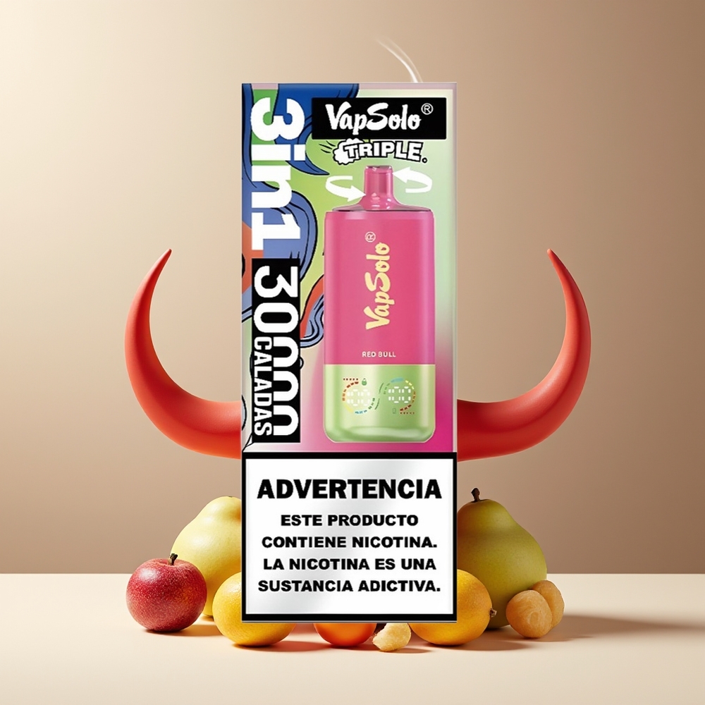 VapSolo Tripe 30000 Puffs Grossister Sverige – 40ml E-Liquid 20 mg/ml  50 mg/ml Nikotin 3 Tankar Typ-C-laddning