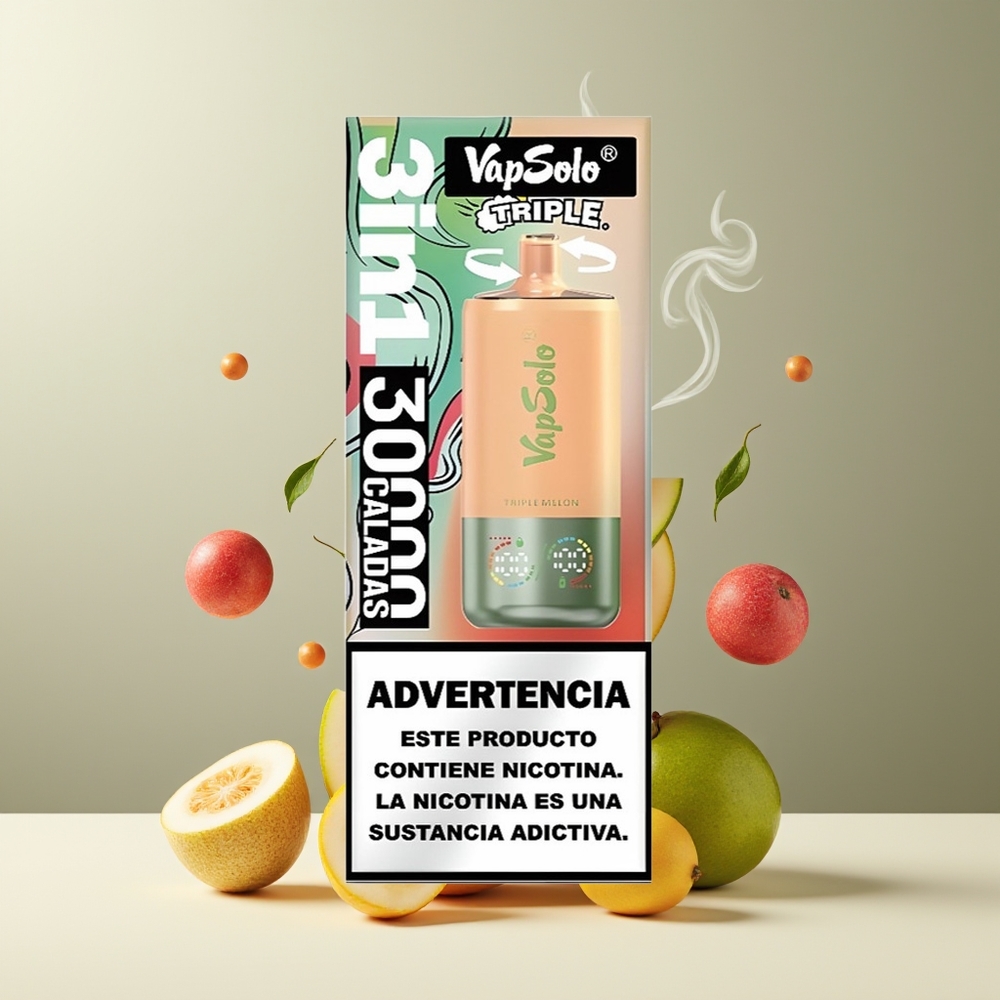 VapSolo Tripe 30000 Puffs Grossister Sverige – 40ml E-Liquid 20 mg/ml  50 mg/ml Nikotin Type-C Laddning