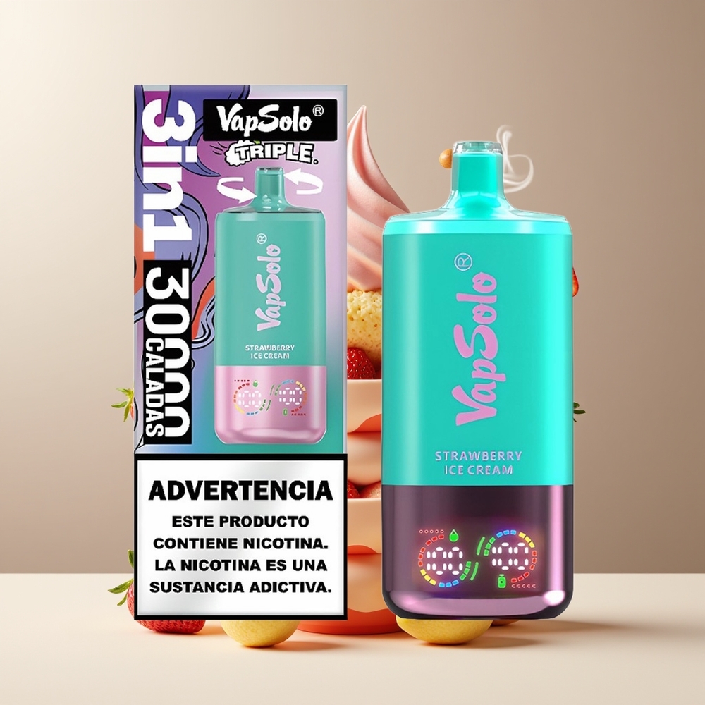 VapSolo Tripe 30000 Puffs Grossister Sverige – 40ml E-Liquid 3 Oljetankar Type-C-laddning 20 mg/ml  50 mg/ml Nikotin