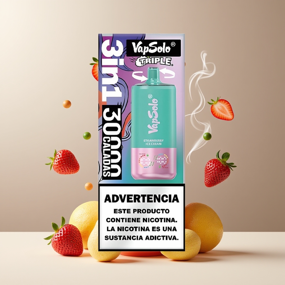 VapSolo Tripe 30000 Puffs Grossister Sverige – 40ml E-Liquid 3 Oljetankar Type-C-laddning 20 mg/ml  50 mg/ml Nikotin