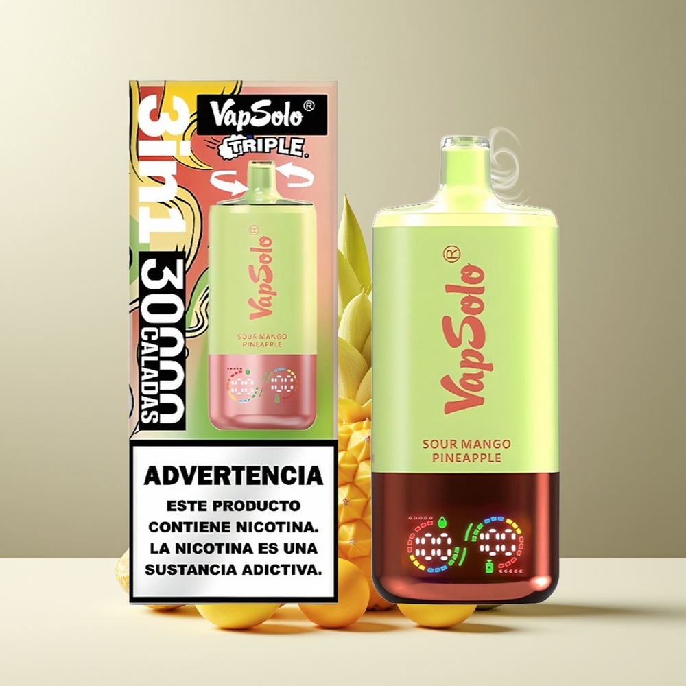 VapSolo Tripe 30000 Puffs Grossister Sverige – 40ml E-Liquid 3 Tankar Type-C Laddning