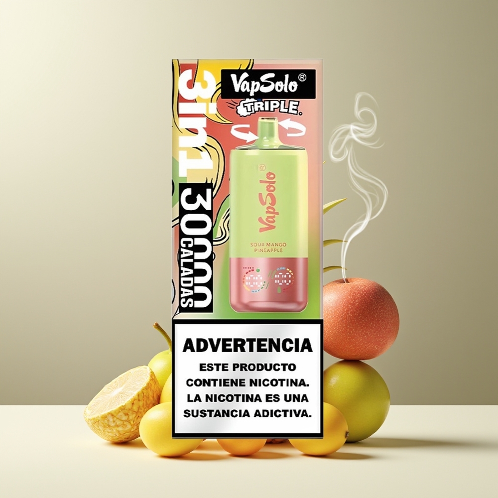 VapSolo Tripe 30000 Puffs Grossister Sverige – 40ml E-Liquid 3 Tankar Type-C Laddning