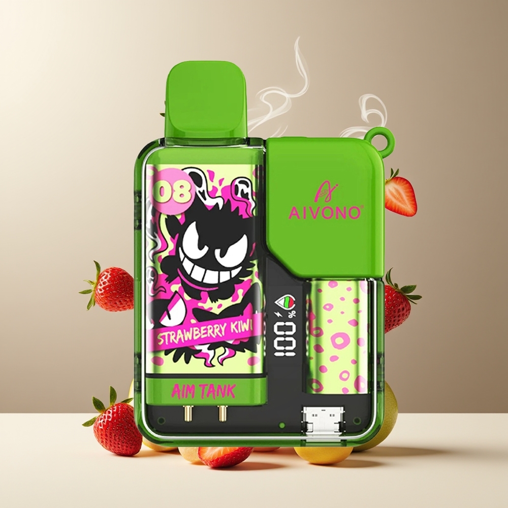 Aivono AIM-TANK 9500 Puffs Grossister Sverige – 18ml E-liquid, 650mAh, LCD, 1.2ohm Mesh Coil Jordbær Liwi