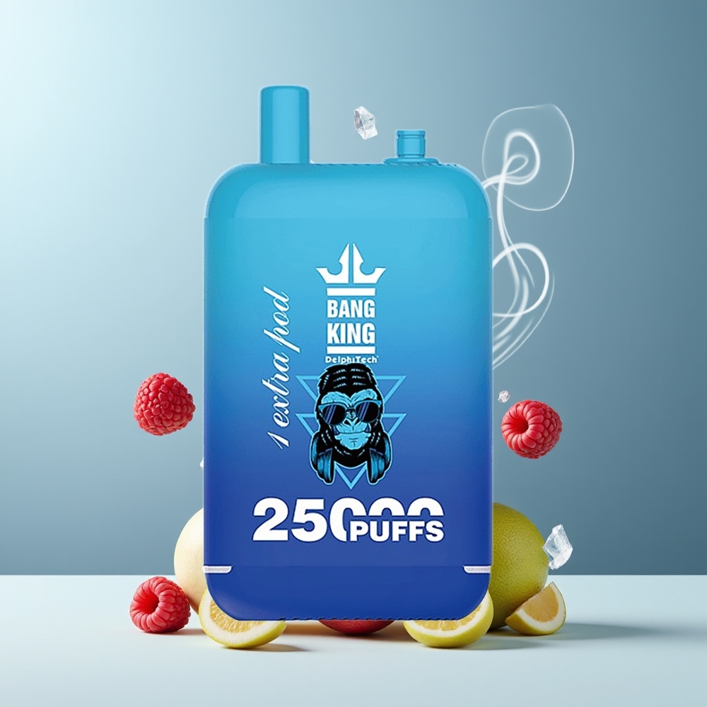 Bang King 25000 Puffs 46ml 650mAh Dual Pod System grossister Sverige Blå Razz-is