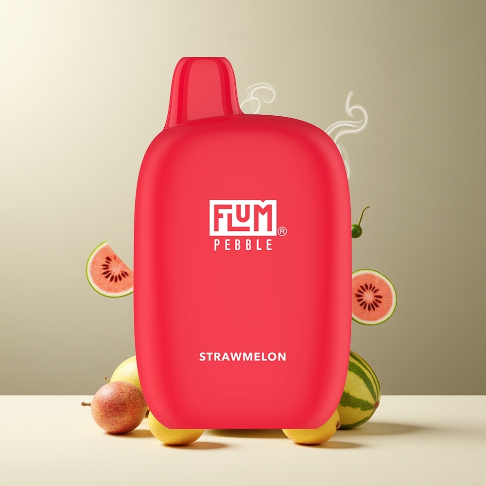 Flum Pebble 6000 Grossister Sverige – 10ml E-vätska, 5% Nikotin, 500mAh Batteri, Mesh Coil, Type-C Laddning Jordbær