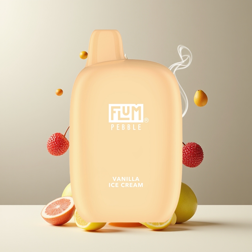 Flum Pebble 6000 Grossister Sverige – 10ml E-vätska, 5% Nikotin, 500mAh Batteri, Mesh Coil, Type-C Laddning Vaniljeis